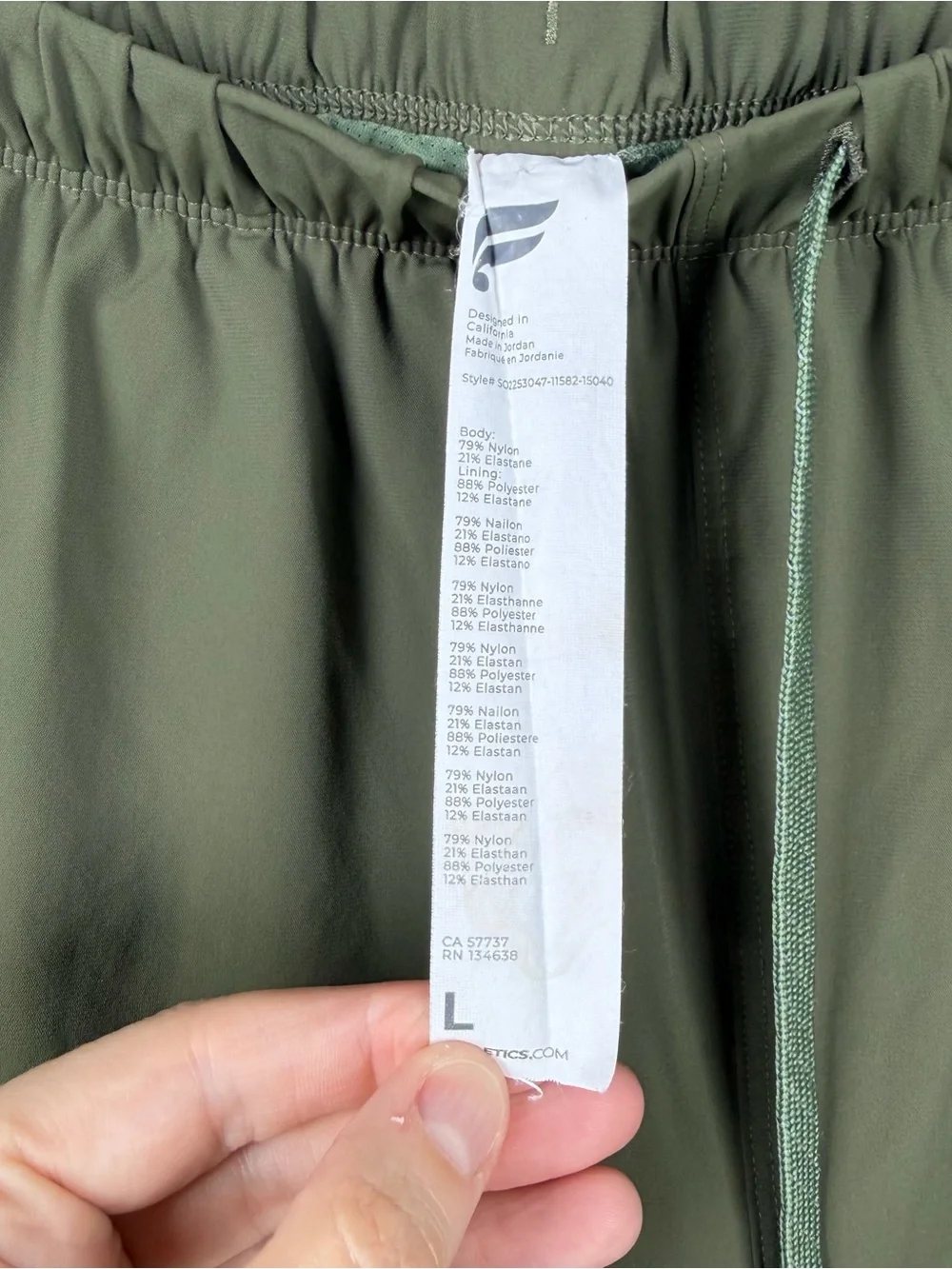 Fabletics The One Short Lined 5in Olive Green Workout Gym Men’s Size Large
